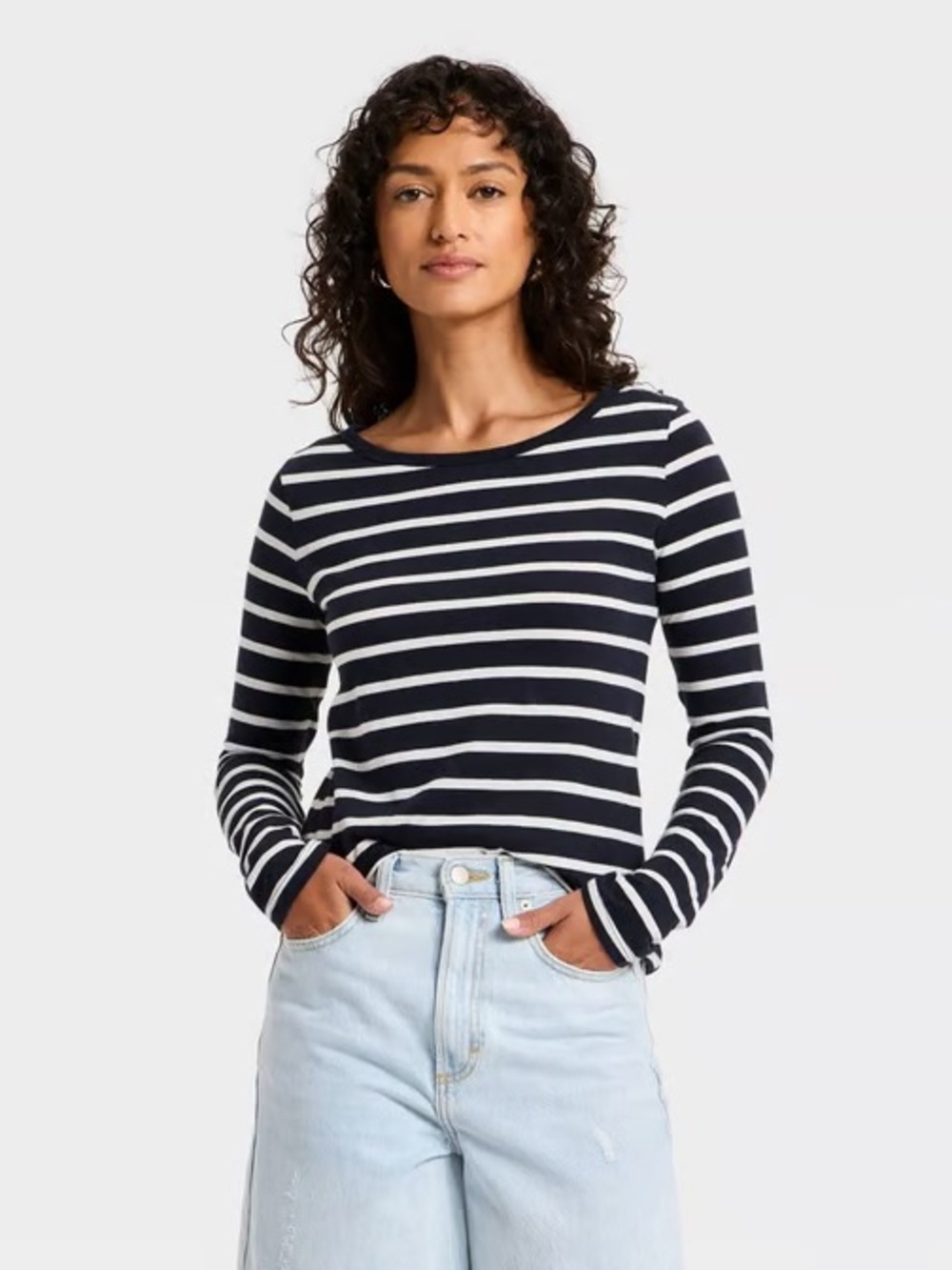 Target Navy and White Striped Long-Sleeve Tee